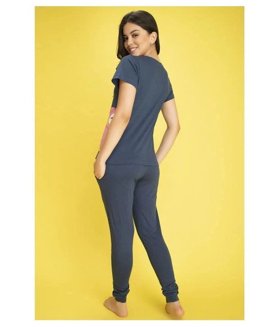 Clovia Cotton Nightsuit Sets - Blue Pack of 2 - L