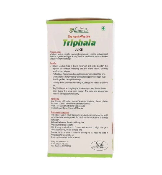 Farm Naturelle-Strongest Ayurvedic Triphala Juice-Improved Digestion-Herbal Laxative-400ml+ 55g Cinnamon Infused Honey.