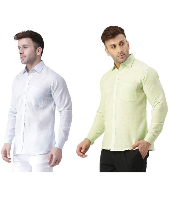 KLOSET By RIAG 100% Cotton Regular Fit Solids Full Sleeves Men's Casual Shirt - Lime Green ( Pack of 2 ) - None