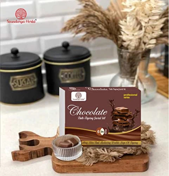 Soundarya Herbs Chocolate Facial Kit, Men & Women fairness & Whitening all type of skin solution, (6 STEP FACIAL KIT)