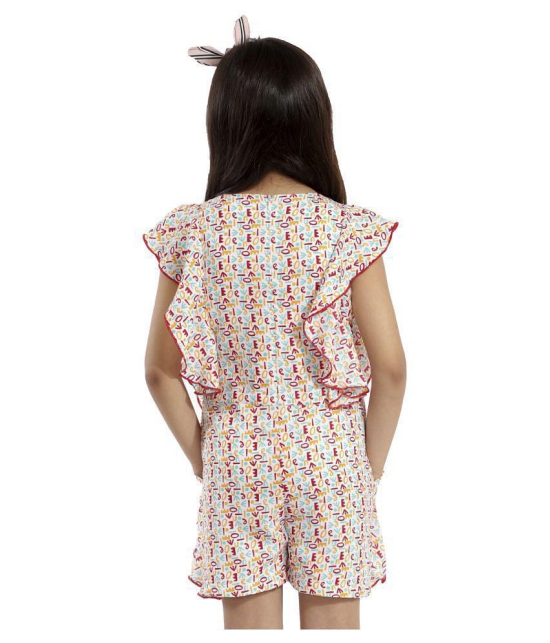 Kids Cave - Off White Crepe Girls Jumpsuit ( Pack of 1 ) - None