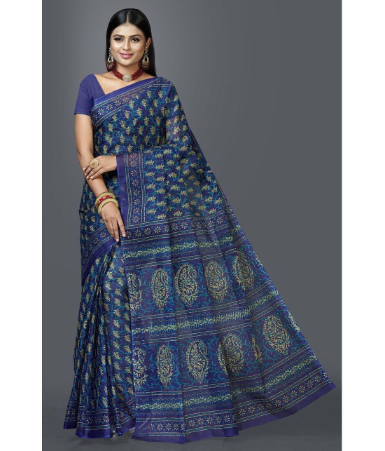 SHANVIKA - Blue Cotton Saree Without Blouse Piece ( Pack of 1 ) - Blue