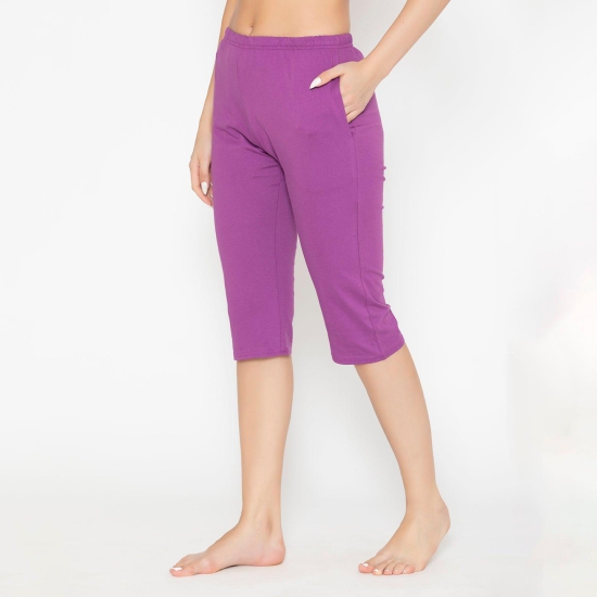 Women's Plain Knitted Capri - Purple Dahila L