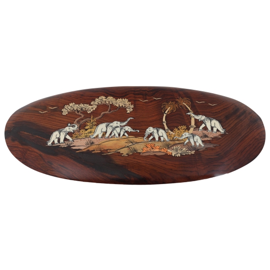 Rosewood Oval Elephant Panel