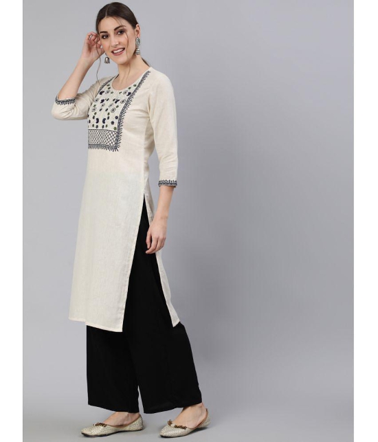 Antaran - Off White Cotton Womens Straight Kurti ( Pack of 1 ) - None