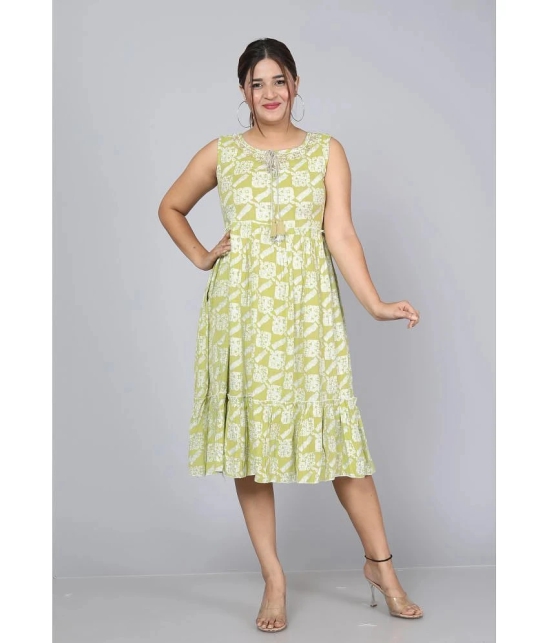 JC4U - Green Rayon Womens Fit & Flare Dress ( Pack of 1 ) - None