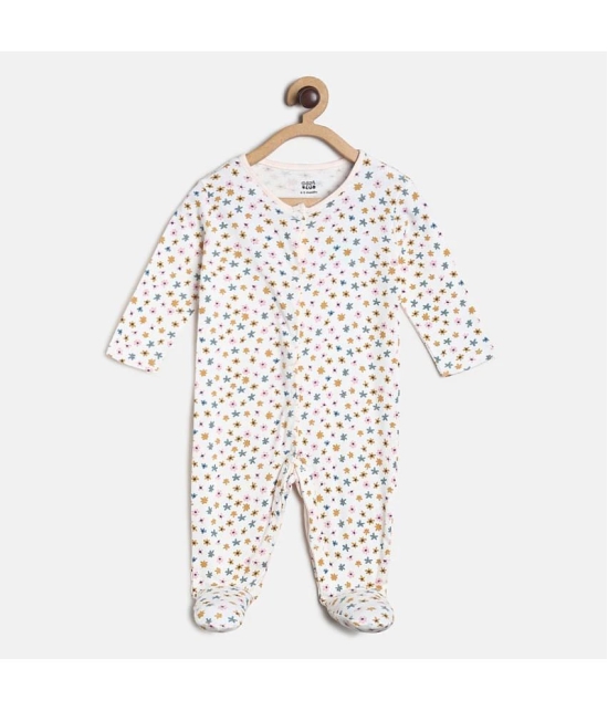 MINI KLUB - White Cotton Sleepsuit For Baby Girl ( Pack Of 1 ) - None