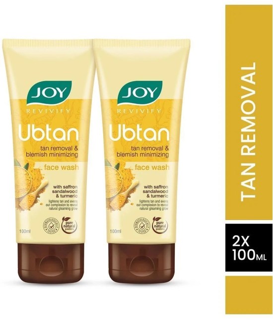 Joy Ubtan Face Wash For Tan Removal with Saffron & Turmeric 100ml, (Pack of 2 X 100ml)