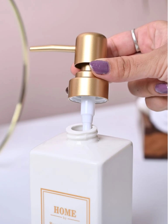 Luxe White & Gold Ceramic Soap Dispenser