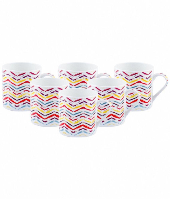 GoodHomes - Bone China Single Walled Coffee Cup 220 ml ( Pack of 6 ) - White