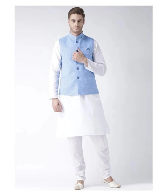 Hangup Blue Linen Nehru Jacket - None