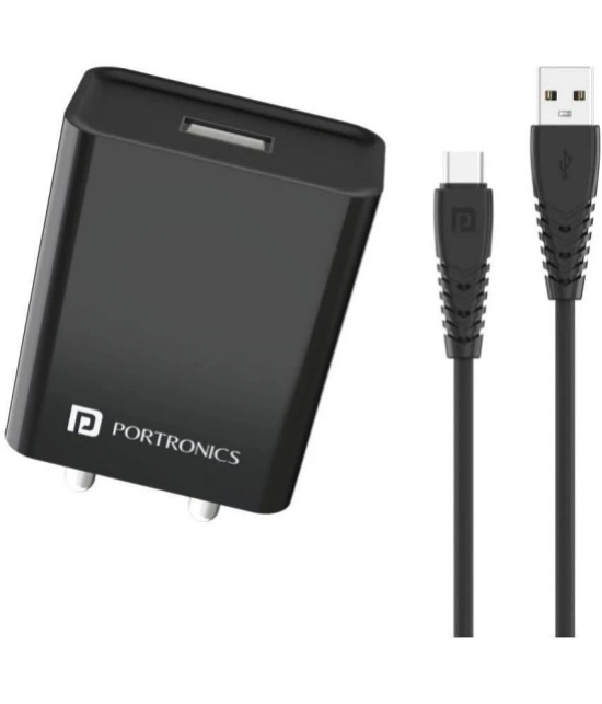 Portronics - Type C 2.4A Wall Charger - Black