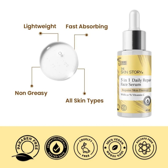 5 in 1 Daily Repair Face Serum With 10% Vitamin C For Firm Skin, Reduces Dark Spots (40 ML)