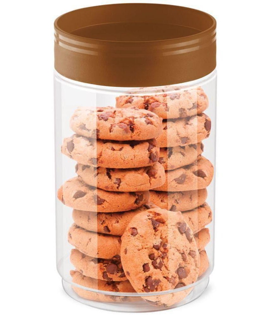 Milton Stack IT 2300 Plastic Storage Jar, 1 Piece, 2.19 Litres, Brown | Air Tight | Storage Jar | Kitchen Organiser | BPA Free | Stackable | Modular | Food Grade | Multipurpose Jar - Brown