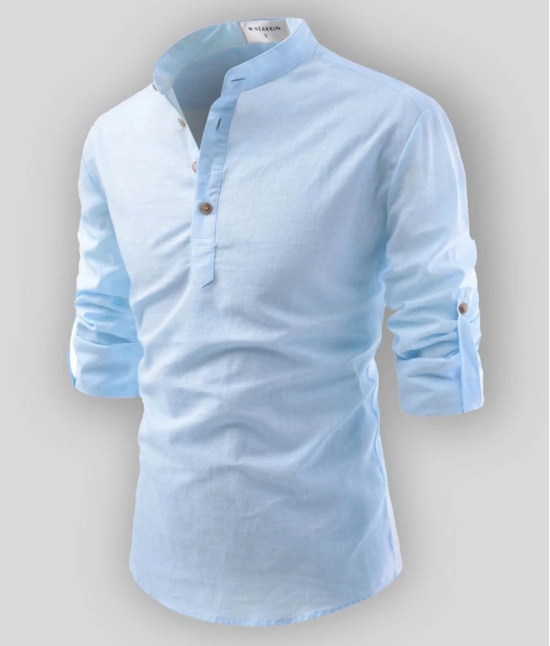 Life Roads - Sky Blue Cotton Mens Shirt Style Kurta ( Pack of 1 ) - None