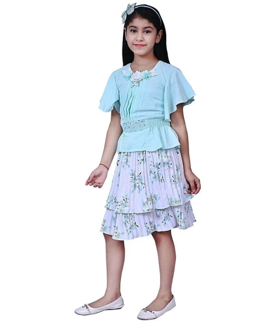 Arshia Fashions - Blue Polyester Girls Top With Skirt ( ) - None