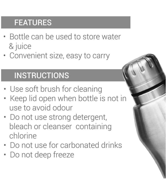 Milton Elate 1000 Stainless Steel Water Bottle, Set of 2, 880 ml Each, Silver - Silver