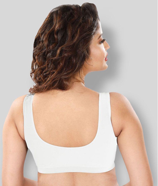 Dermawear White Poly Cotton Solid Sports Bra - L