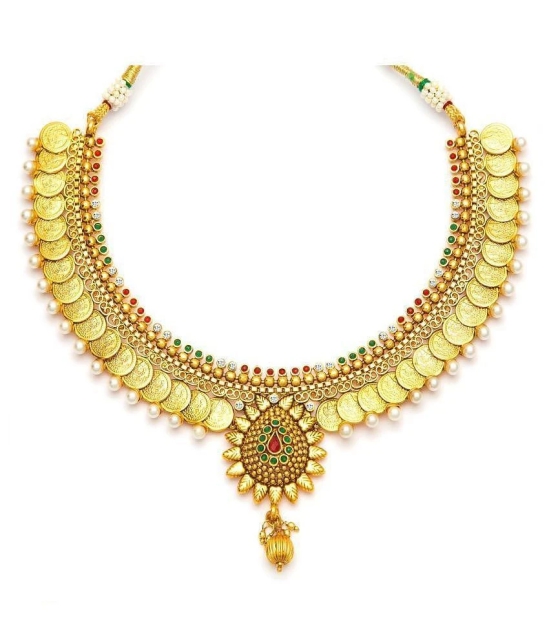 Sukkhi Alloy Golden Traditional Necklaces Set Choker - Golden