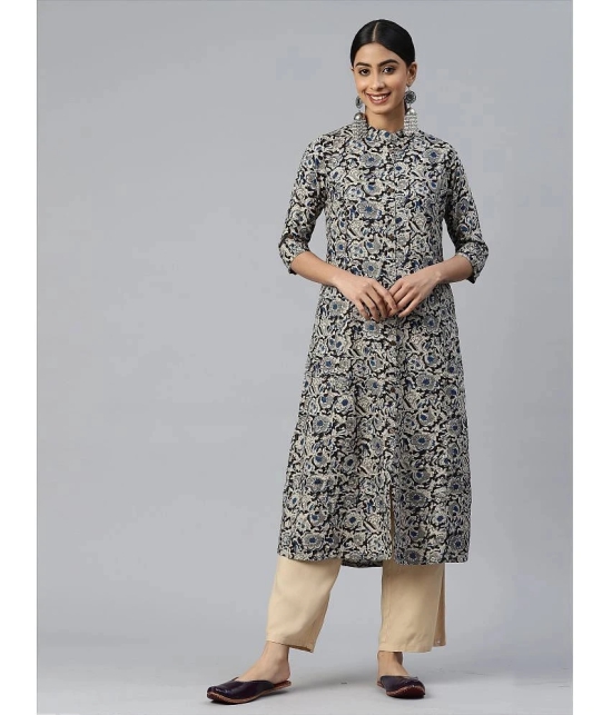 Vbuyz - Blue Cotton Womens Front Slit Kurti ( Pack of 1 ) - None