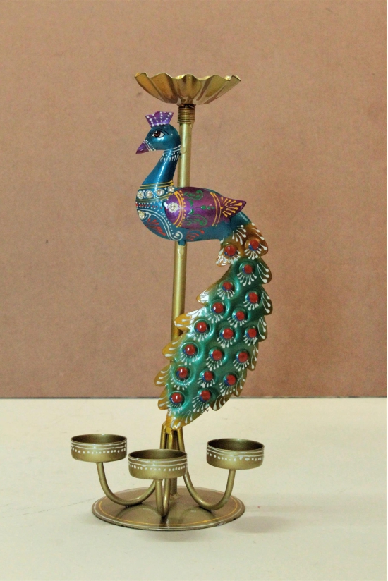 Artisan-Crafted Peacock Tealight Holder: Graceful Illumination for Your Space