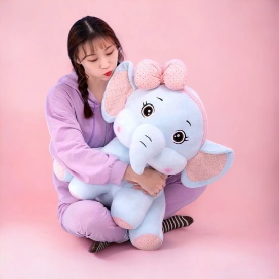 Cute Elephant with Bow Plush Toy-50 CM / Pink