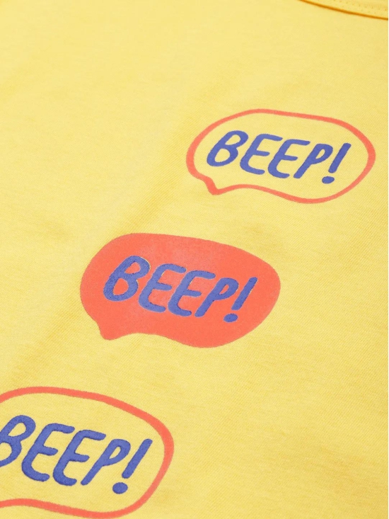 Yellow Printed Boyfriend T-shirt(Cotton)-M