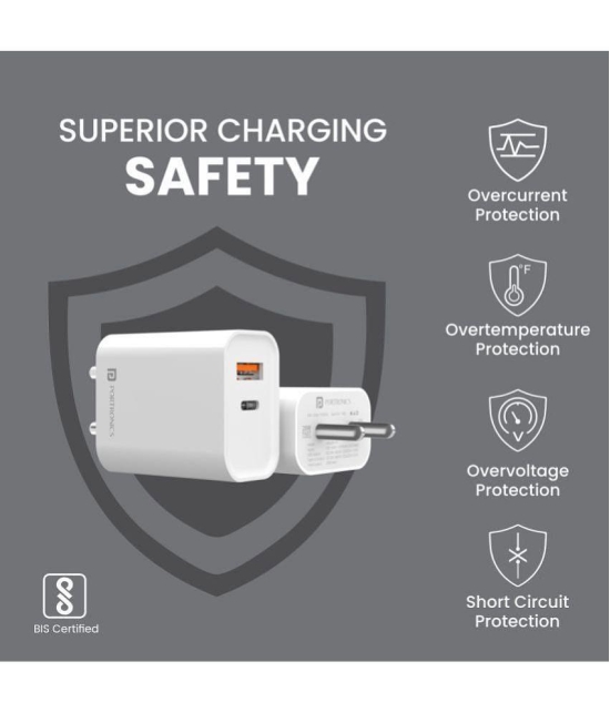 Portronics - No Cable 3A Travel Charger - White