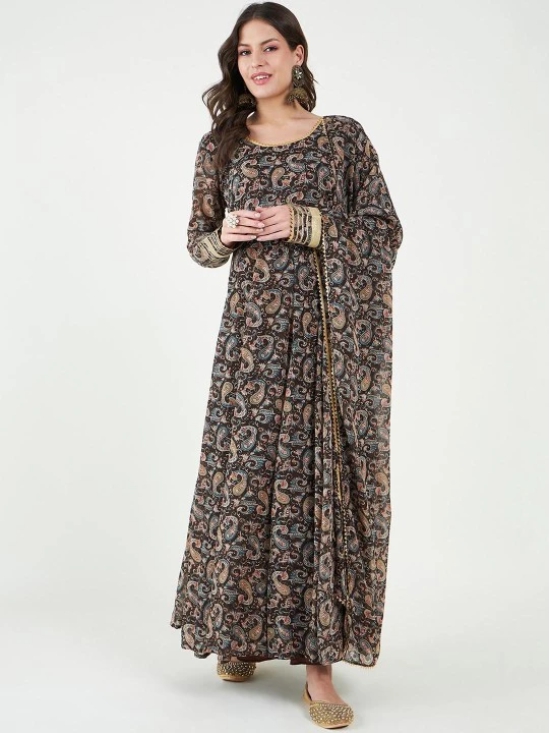 Paisley Printed Gotta Patti Anarkali Kurta with Dupatta