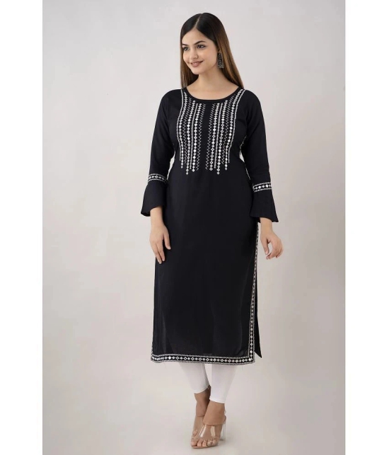 Kapadia - Black Rayon Womens Straight Kurti ( Pack of 1 ) - None