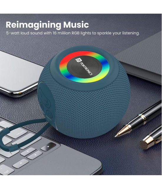 Portronics Resound 5 W Bluetooth Speaker Playback Time 6 hrs Bluetooth V 5.3 with USB,Aux,TWS feature Blue - Blue