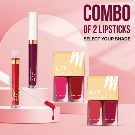 MyGlamm LIT Liquid Matte Lipstick + LIT 2 in 1 Liquid Matte Lipstick Exclusive Combo