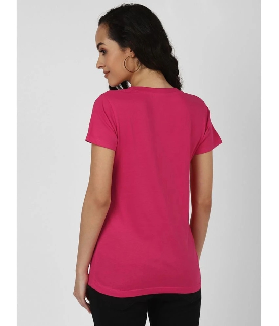 UrbanMark Women 100% Cotton Round Neck Music Printed Half Sleeves T-Shirt - Magenta - None