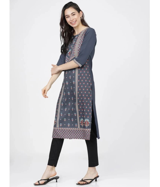 Ketch Polyester Printed Straight Womens Kurti - Grey ( Pack of 1 ) - None