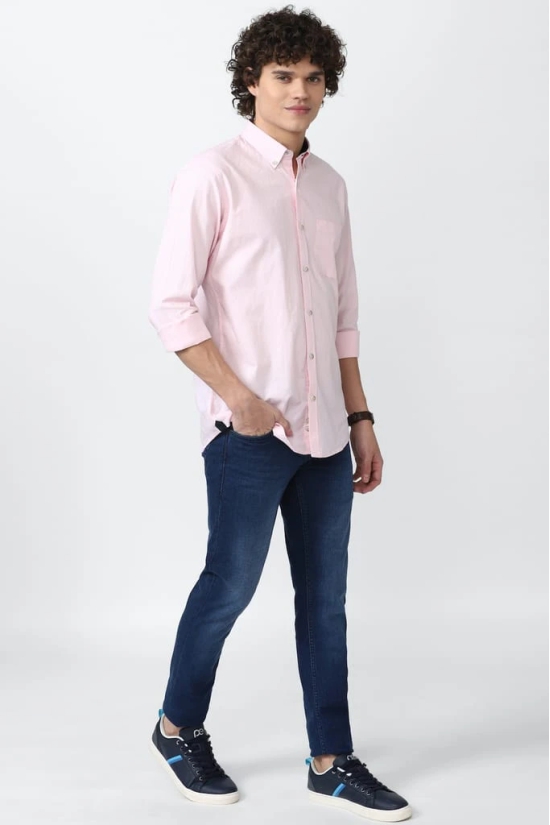 Men Pink Slim Fit Solid Full Sleeves Casual Shirt