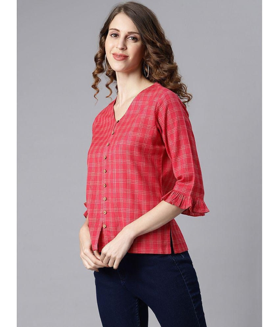 Janasya - Red Cotton Womens Regular Top ( Pack of 1 ) - M