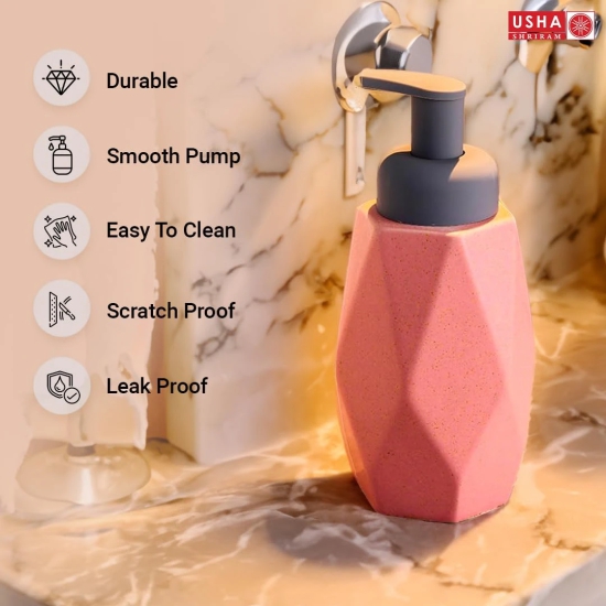 UMAI Ceramic Soap Dispenser Bottle for Bathroom 400ml  Handwash Dispense Pump for Kitchen Sink  Kitchen Accessories Items  for Sanitizer Shampoo Lotion Liquid Soap  Pink-UMAI Ceramic Soap Dispens