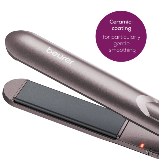 Beurer HS 15 Hair Straightner with ceramic coated plates | Fast Heating | Compact Design with light weight, suitable for all kind of hair.