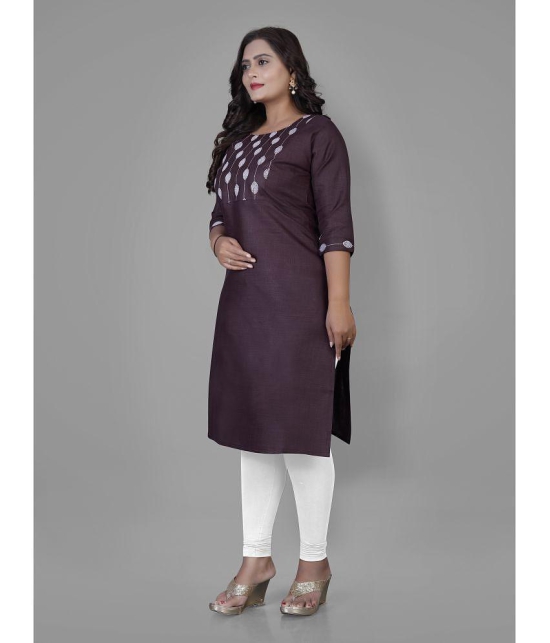 RIAANA Cotton Blend Printed Straight Womens Kurti - Purple ( Pack of 1 ) - None