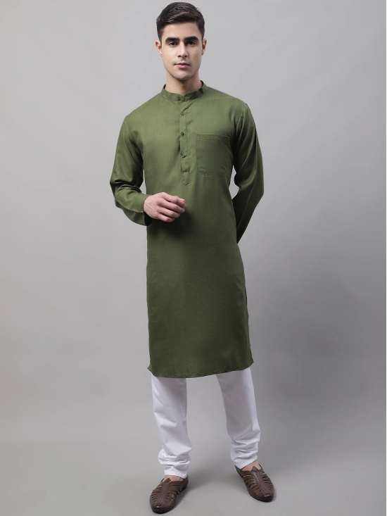 Jompers Men's Cotton Solid Kurta Payjama Sets-S / Green