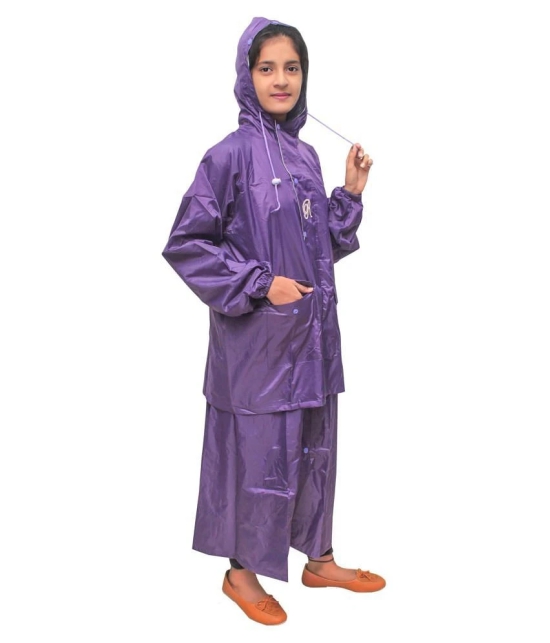 Goodluck Nylon Raincoat Set - Purple - XL