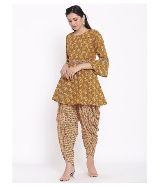 FabbibaPrints Cotton Kurti With Dhoti Pants - Stitched Suit - L