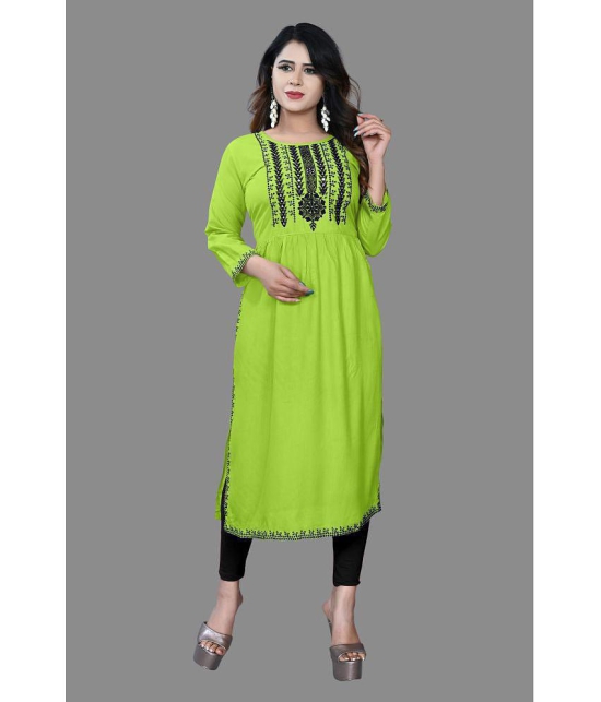 haya fashion - Lime Green Rayon Women's Straight Kurti ( Pack of 1 ) - None