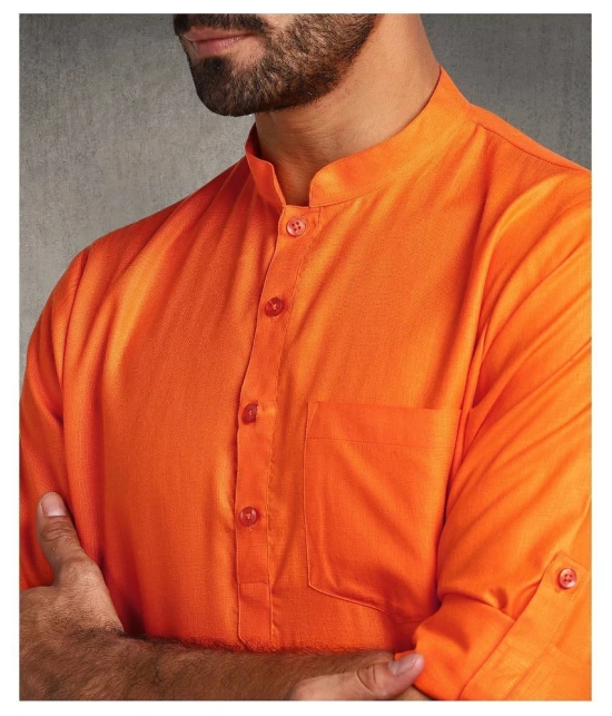 Hangup Orange Polyester Blend Kurta Single - None