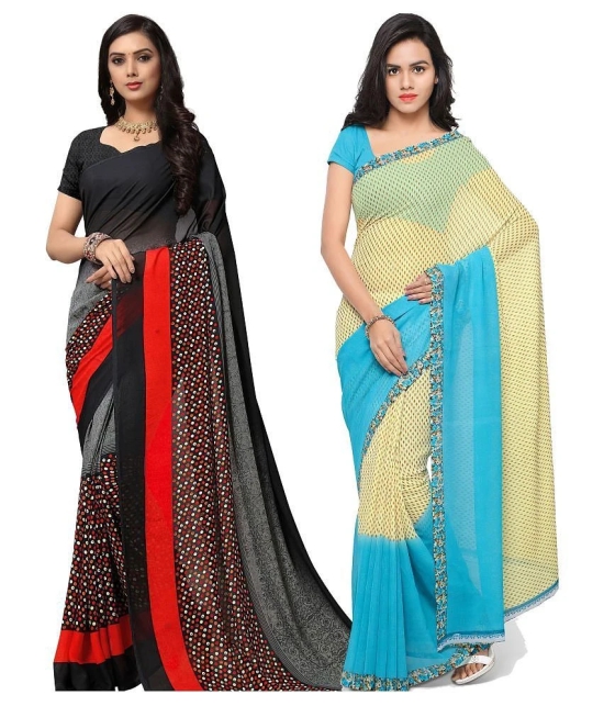 ANAND SAREES - Multicolor Georgette Saree With Blouse Piece (Pack of 2)