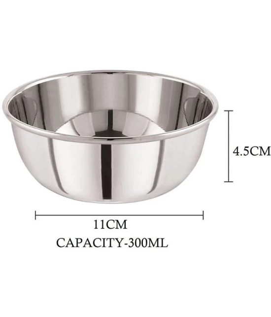 7 Star Traders Serving bowl Stainless Steel Bowl Set 300 mL ( Set of 6 ) - Silver