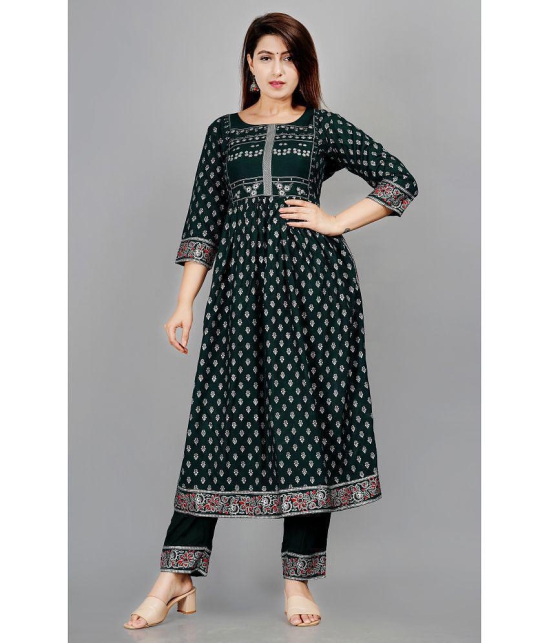 SIPET - Green Anarkali Rayon Women''s Stitched Salwar Suit ( Pack of 1 ) - None