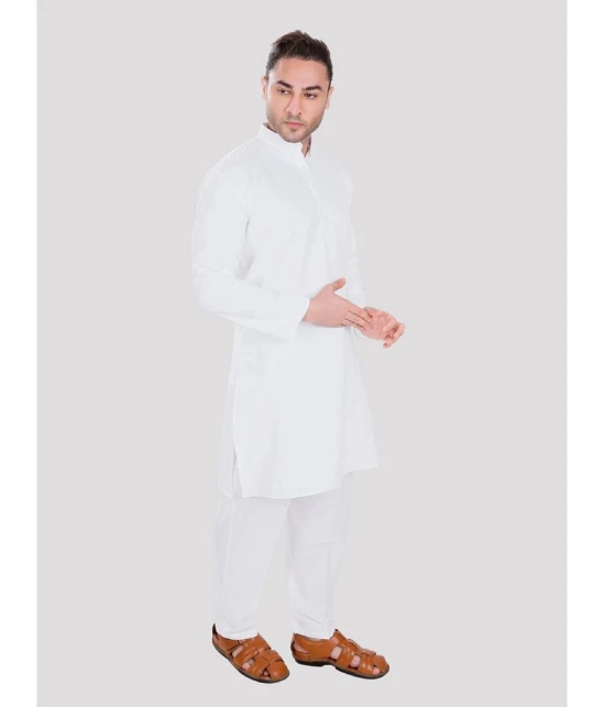 Maharaja - White Cotton Blend Regular Fit Mens Kurta Pyjama Set ( Pack of 1 ) - None