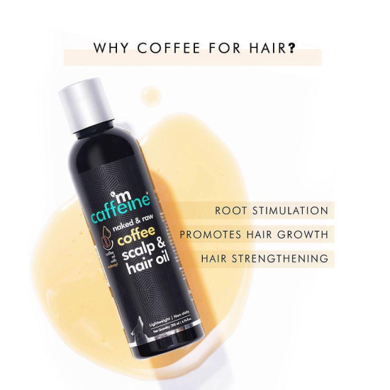 mCaffeine Naked & Raw Coffee Scalp & Hair Oil for Hair Growth with Redensyl & Argan Oil (200 ml)