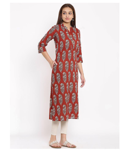 FabbibaPrints Maroon Cotton Straight Kurti - XL